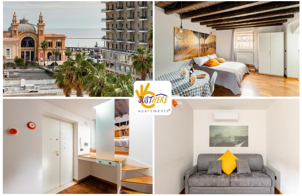 a collage of photos of a hotel room at Just Here apartments - La mansarda in Bari