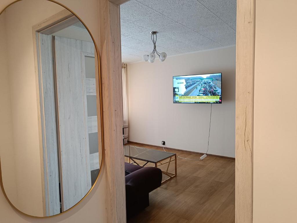 TV a/nebo společenská místnost v ubytování Apartament Astra Blisko Stadionu