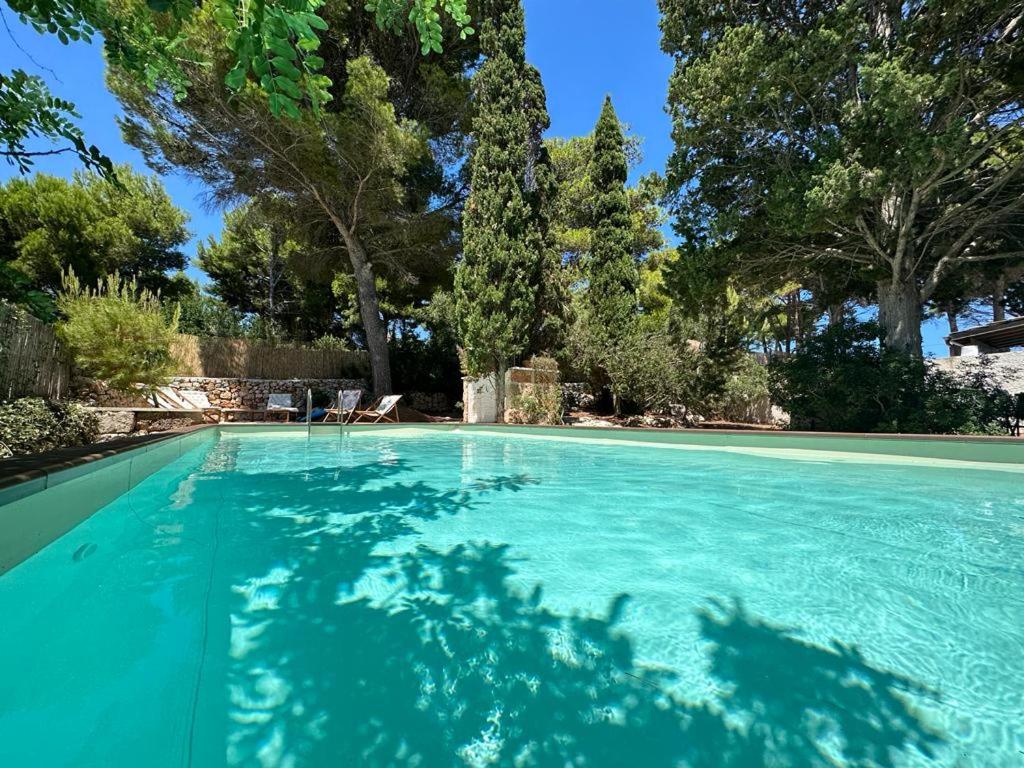 een zwembad met blauw water in een tuin bij Villa Paso in Leuca