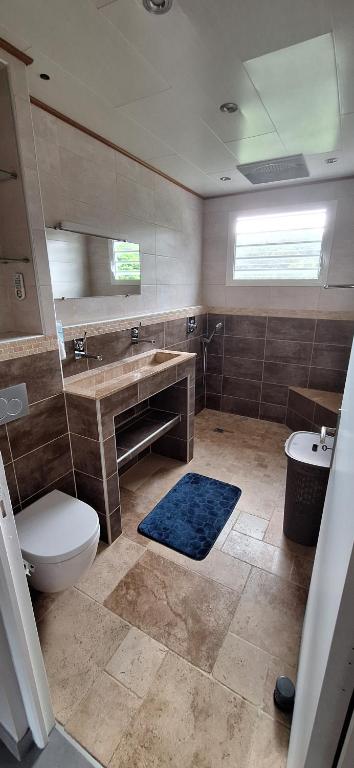 a bathroom with a toilet and a sink at LOCATION LA MONTAGNE MARTINIQUE in Le Vauclin