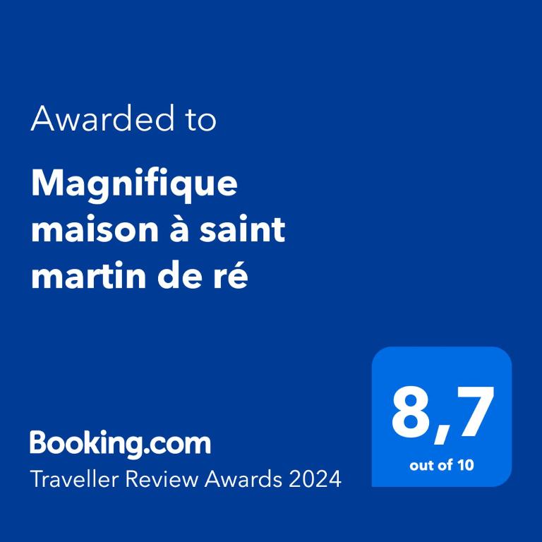 Certyfikat, podpis lub inny dokument wystawiony w obiekcie Magnifique maison à saint martin de ré