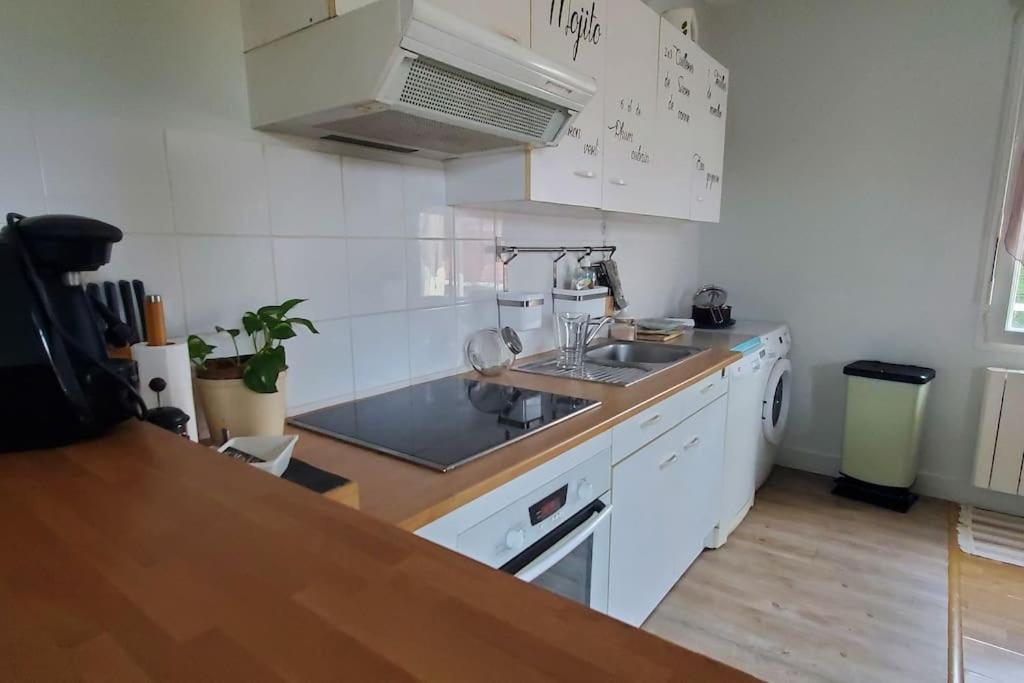 a kitchen with a sink and a counter top at Simplicité et calme en appartement à Issoire in Issoire