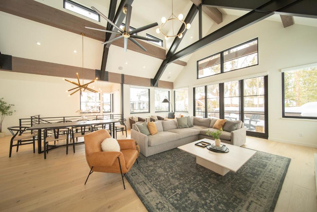 a living room with a couch and a table at Wolf Rock Home 82 in Keystone