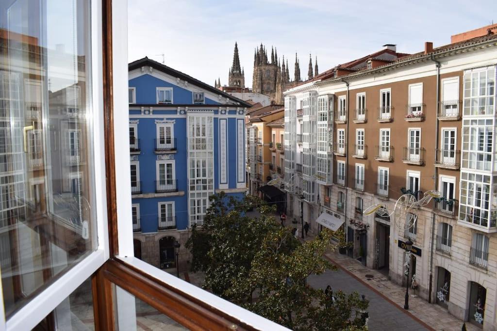 a view from a window of a city at Los Magnolios de Laín Calvo in Burgos