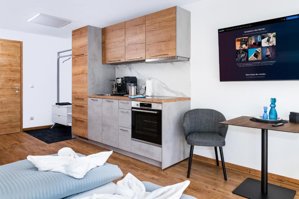Kuchyň nebo kuchyňský kout v ubytování Berg Fux - 1-Raum Apartment Alex der Hase