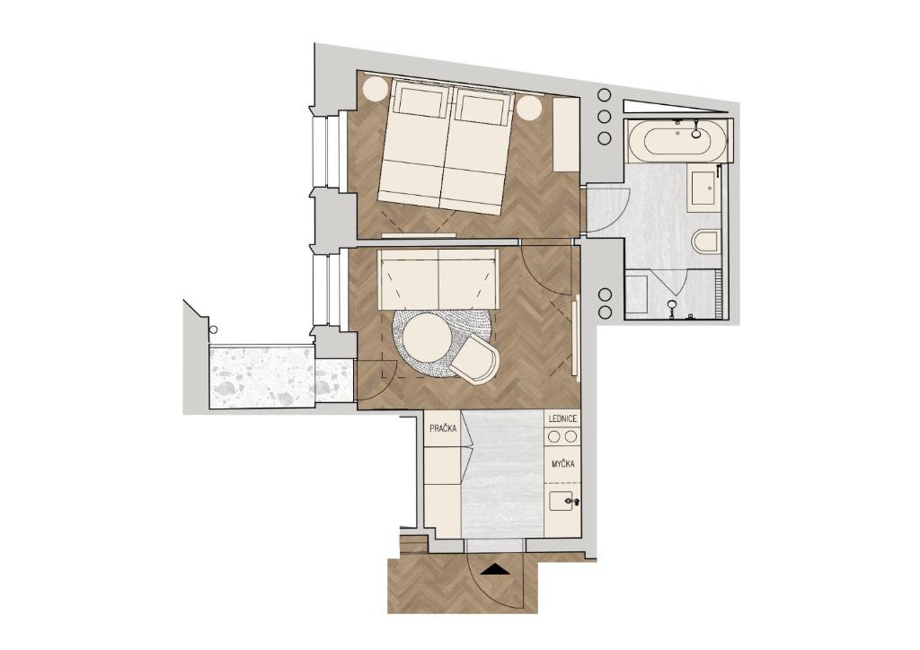 Půdorys ubytování R16 Residences Prague