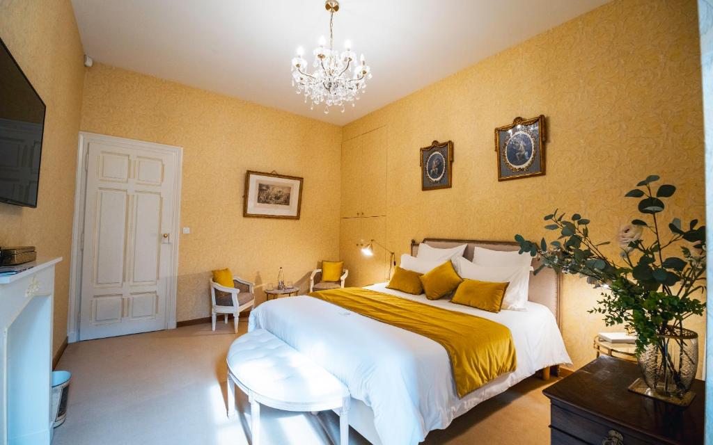 Postel nebo postele na pokoji v ubytování Château de Thorens