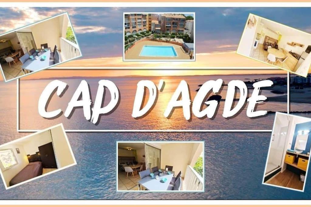 un collage de photos avec les mots garage dans l'établissement appartement cap d'Agde avec balcon, au Cap d'Agde