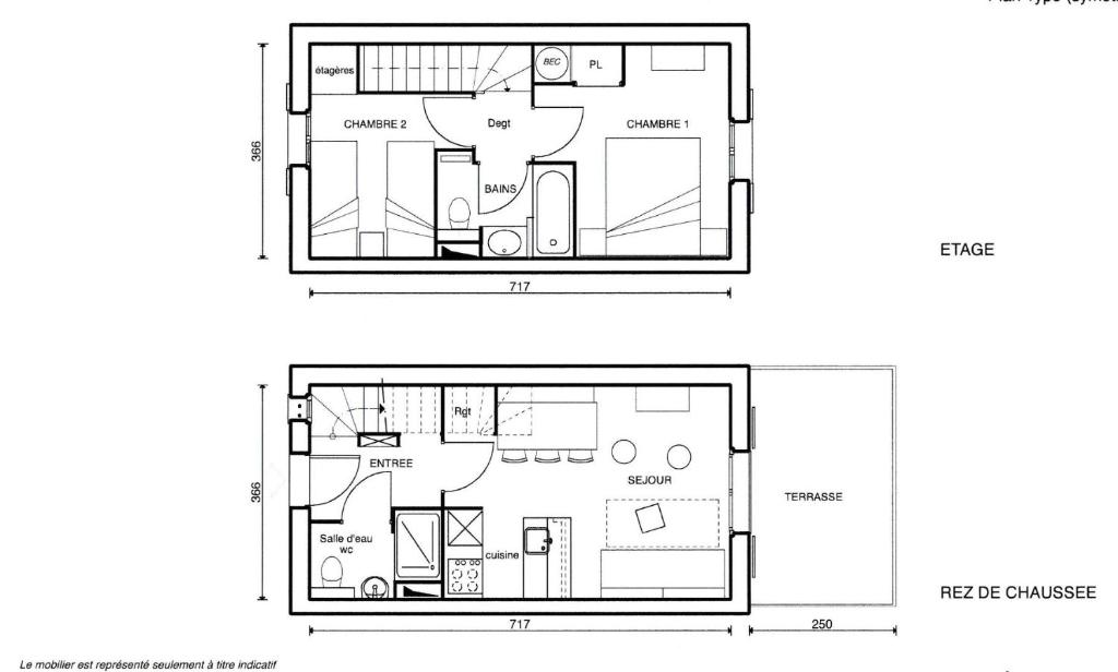 two diagrams of a floor plan of a house at Les Coteaux de Pont Royal en Provence - maeva Home - Appartement 3 pièces 6 214 in Mallemort