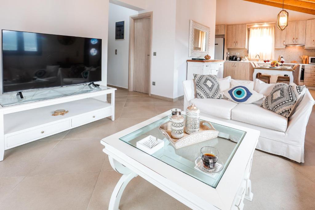 TV a/nebo společenská místnost v ubytování Villa Theoni