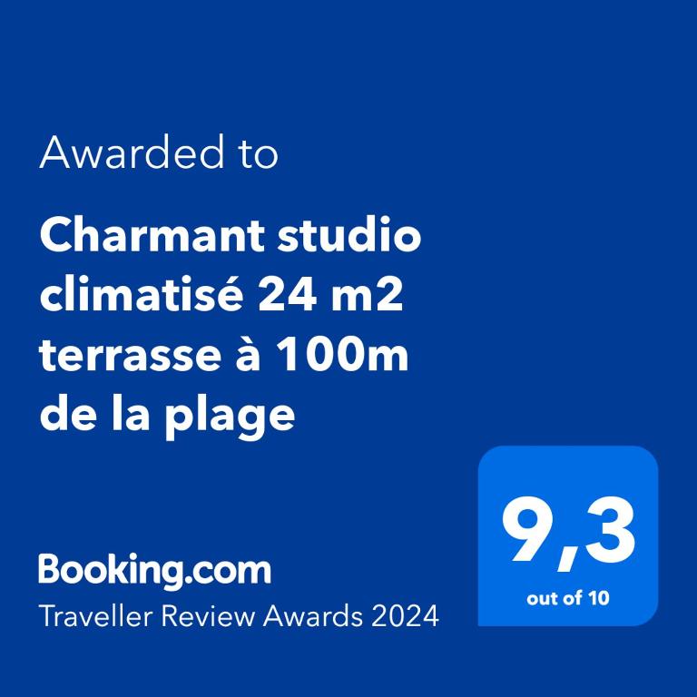 a screenshot of a phone with the text awarded to diamond studio clinic at Charmant studio climatisé 24 m2 terrasse à 100m de la plage in Saint-Mandrier-sur-Mer