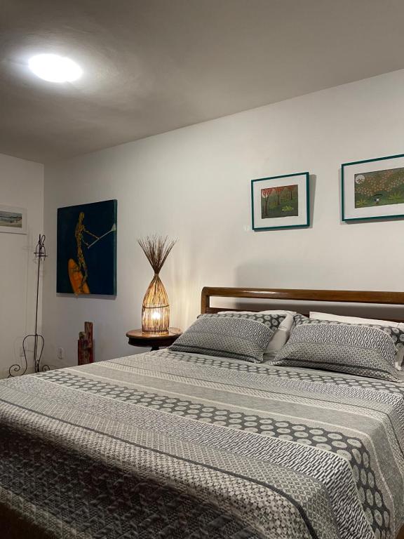 布希奧斯的住宿－Casas loft em Armação dos Búzios，一间卧室,卧室内配有一张大床