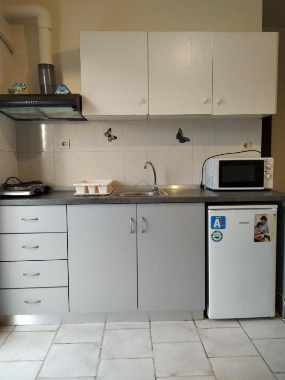 Kuchyň nebo kuchyňský kout v ubytování Labyrinthos Apartments