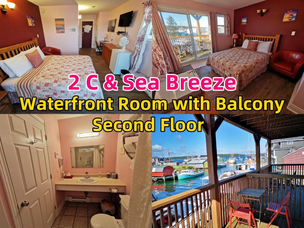 a room with a balcony with a bedroom and a room with a balcony gmaxwell gmaxwell at The Inn at Fisherman's cove in Halifax