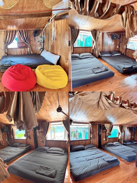 um grupo de quatro fotografias de um quarto com camas em Mộc Home em Cu Lao Thu