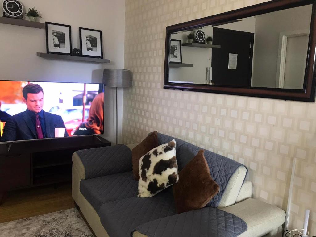 TV a/nebo společenská místnost v ubytování Simple Yet Lovely 2BR Unit in Acqua Private Residences