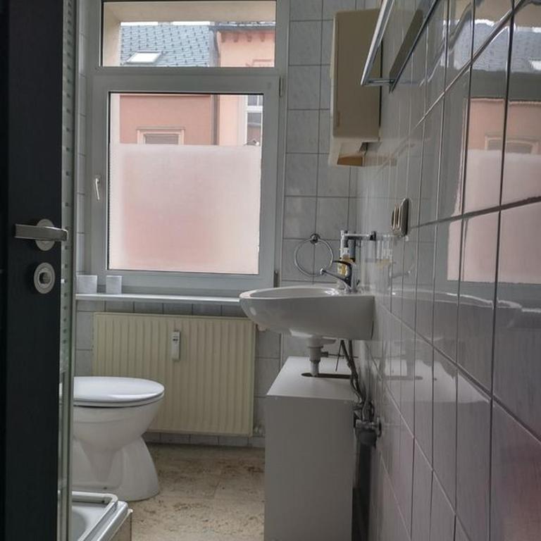 Koupelna v ubytování Pension Goldenes Vogtland