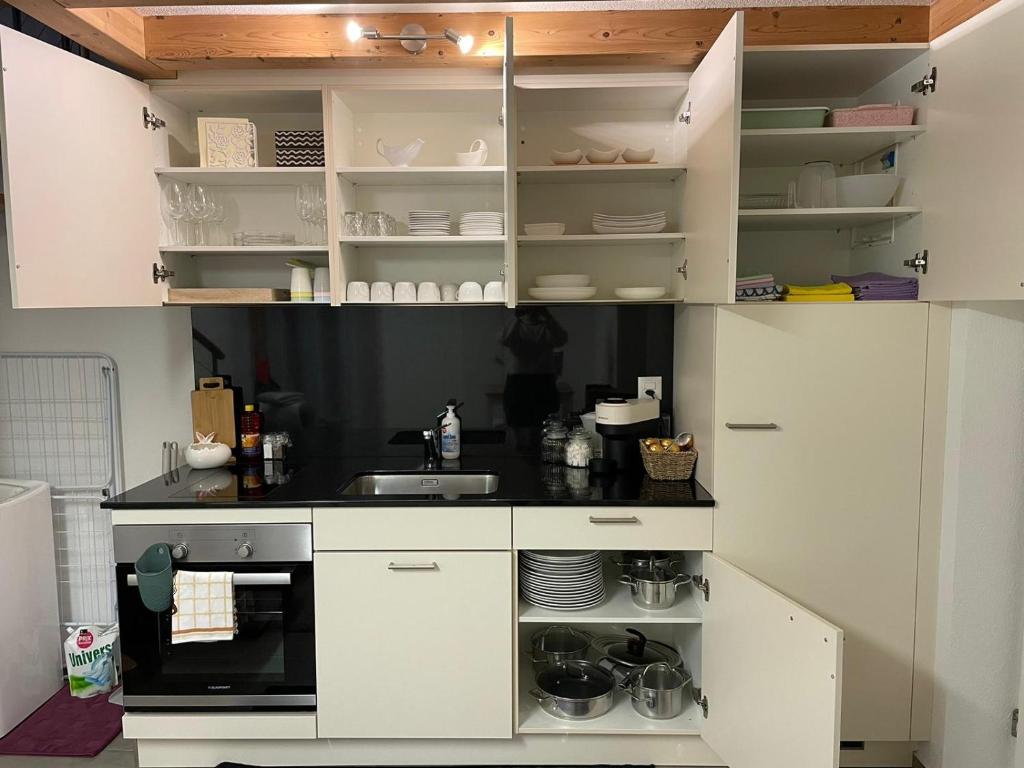 Kuchyň nebo kuchyňský kout v ubytování Wohnung am Postweg