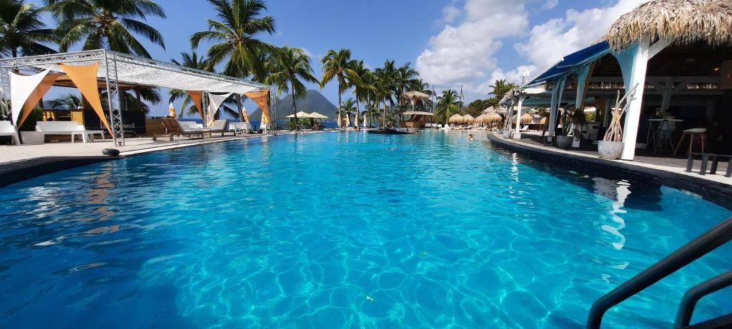 Piscine de l'établissement Turquoise studio remarquable vue mer ou située à proximité