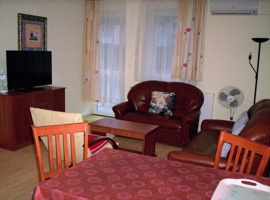 Televízia a/alebo spoločenská miestnosť v ubytovaní HAUS FERENCZ Bötös Villa
