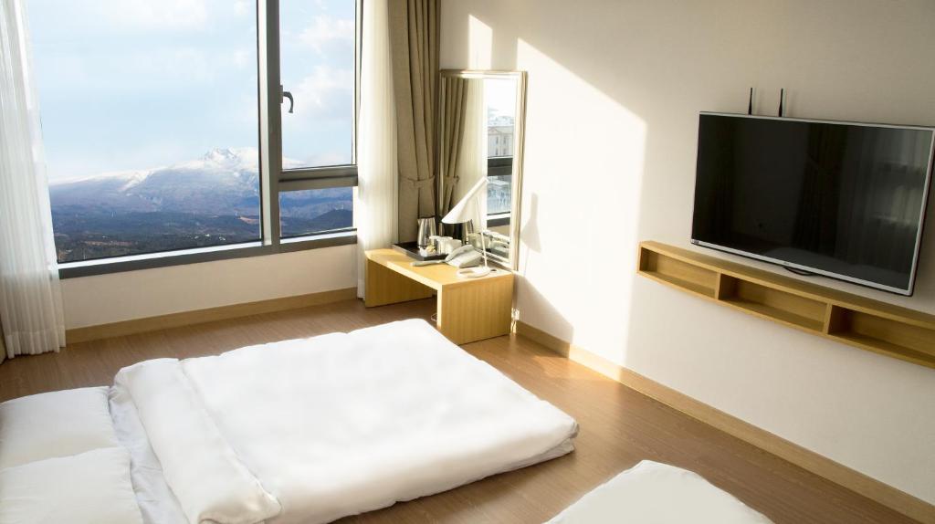 TV a/nebo společenská místnost v ubytování Jeju Hotel the M