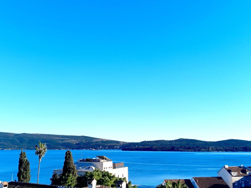 a view of the lake from a building at Tivat Center SeaView Apartment in Tivat