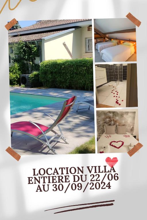 un collage d'images d'une maison avec une chaise dans l'établissement Au Clos Beausejour, à Chanas