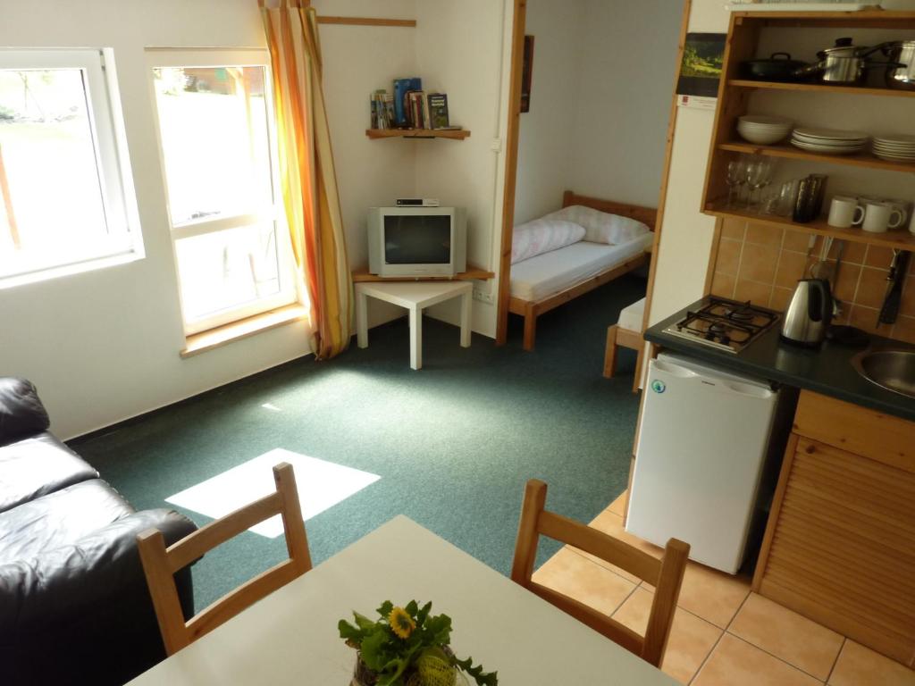 Kuchyň nebo kuchyňský kout v ubytování A&B Bungalovy