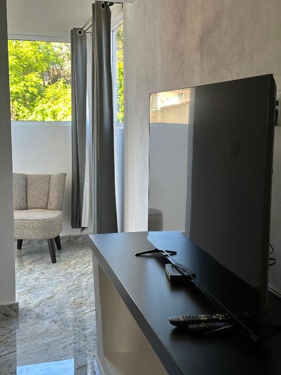 TV a/nebo společenská místnost v ubytování DUNAMIS HOTEL