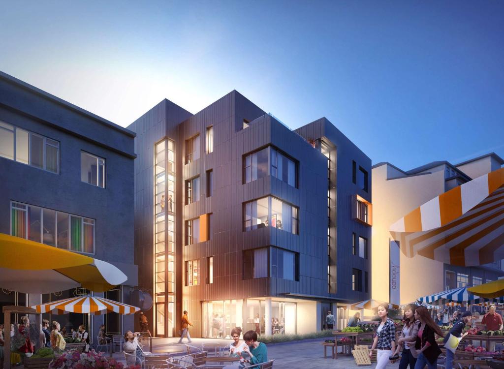 a rendering of a building with people walking around it at Canopy by Hilton Reykjavik City Centre in Reykjavík