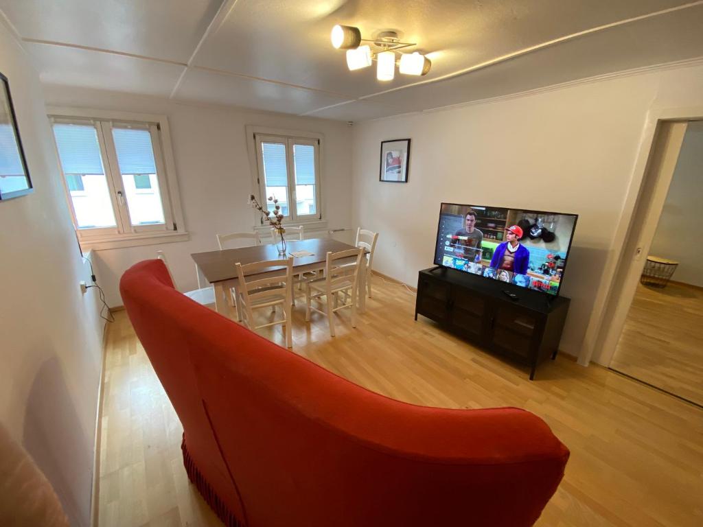 TV a/nebo společenská místnost v ubytování Self-check-in zentrale Fewos in Triberg - Nah am Wasserfall -