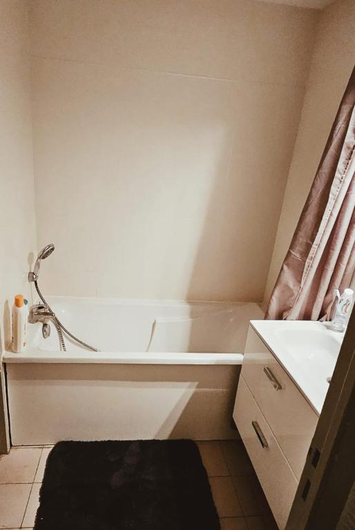a bathroom with a bath tub and a sink at Chambre d&#39;Hôtes calme et cosy, à 3min de la gare, centre ville, avec un lit de 160cm in Nevers
