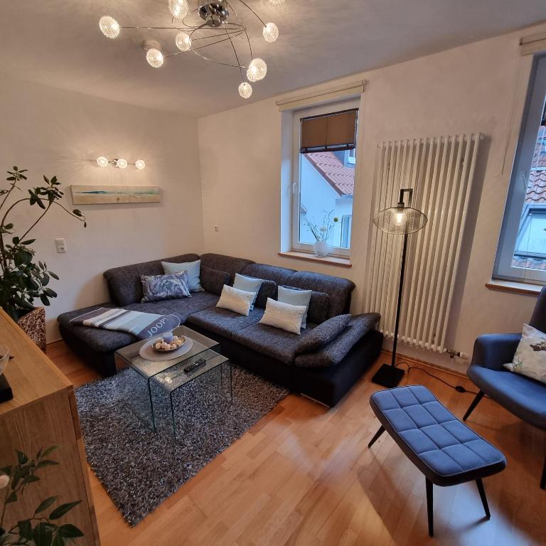 Posezení v ubytování Ferienwohnung Janus Altstadt-Hameln Haus 2 inklusive Parkplatz - mit und ohne Terrasse oder Loggia