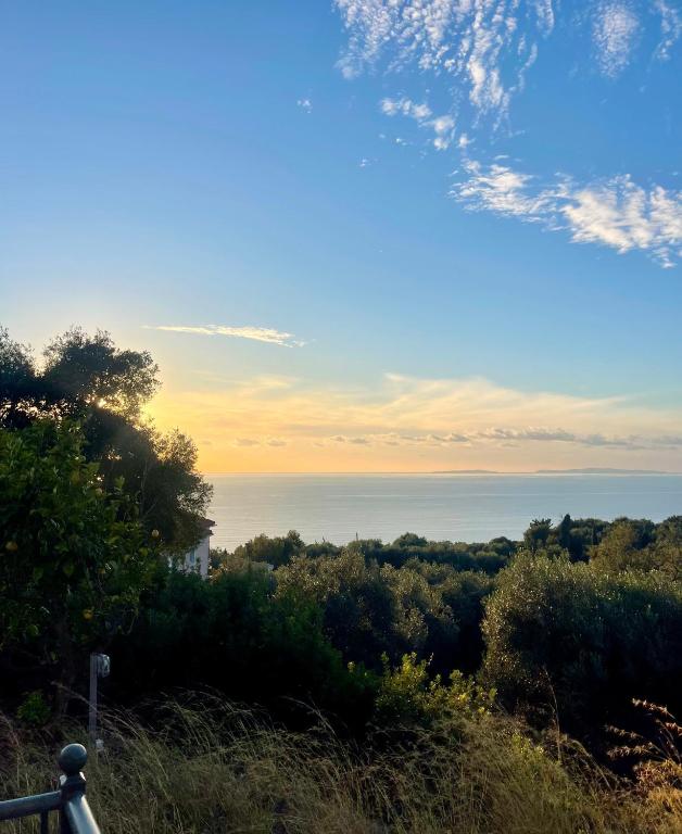 a view of the ocean from the top of a hill at Flat Panorama Sea View Studio for Couples Vrachos in Preveza