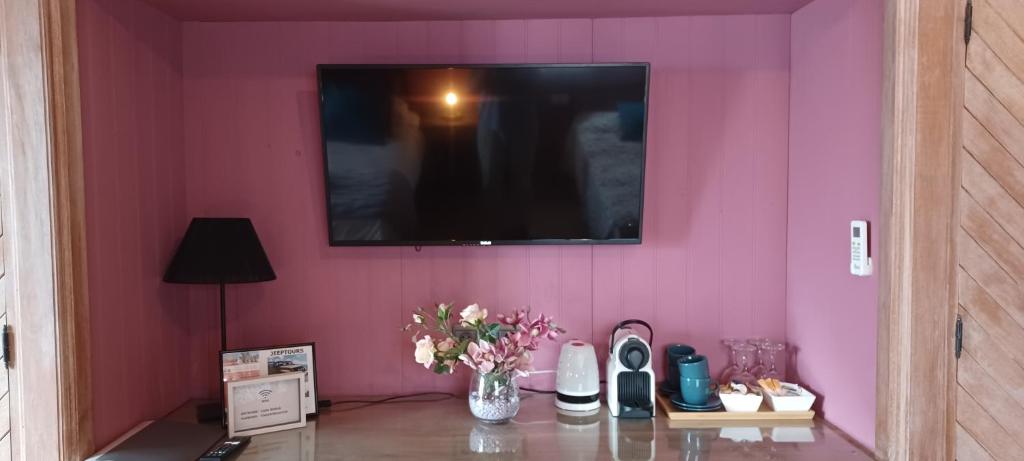 TV a/nebo společenská místnost v ubytování Casa Roble B&B
