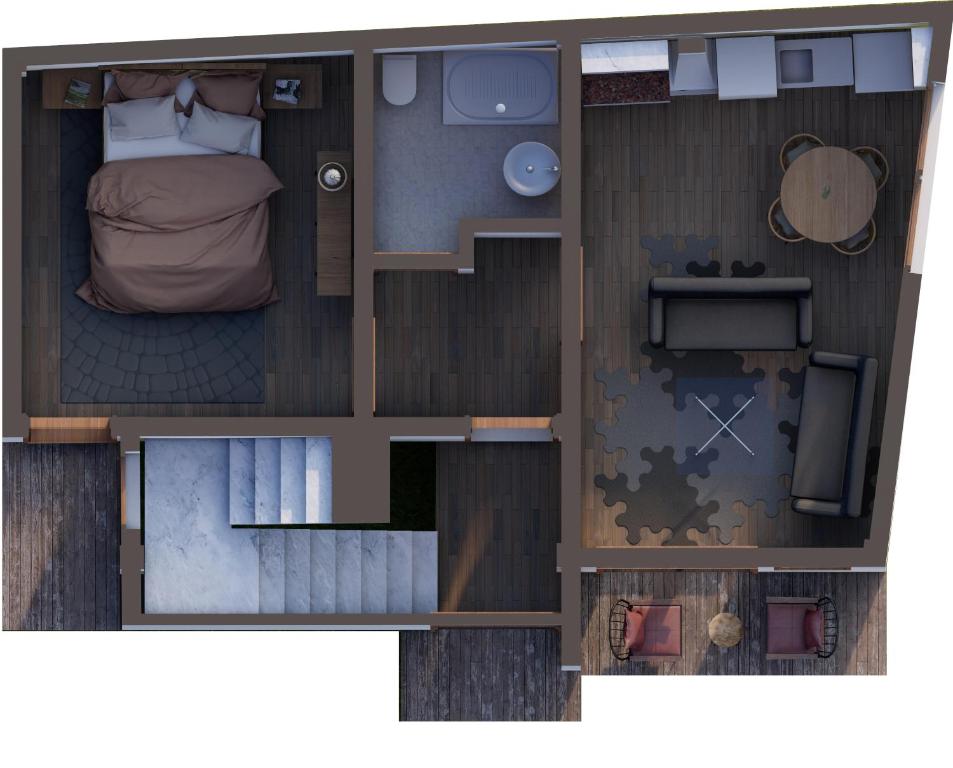 普里茲倫的住宿－Prizren Apartment's，一间卧室的平面图