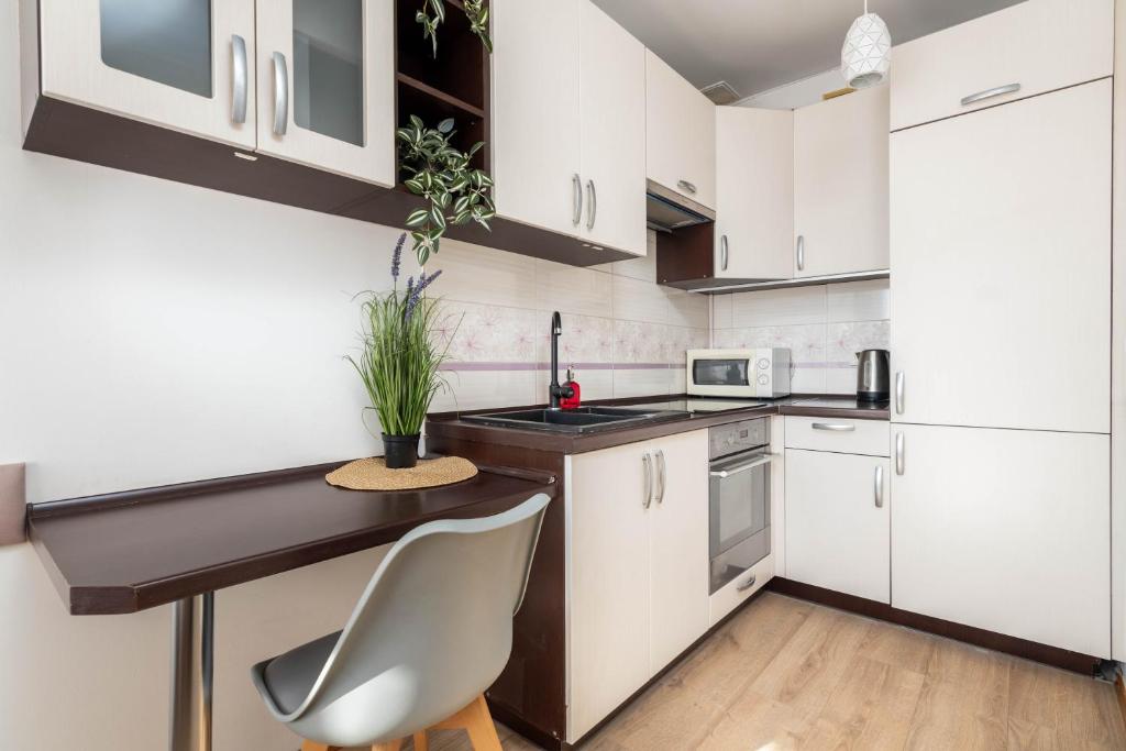 Kuchyňa alebo kuchynka v ubytovaní Jonagold Apartment Metro Raclawicka