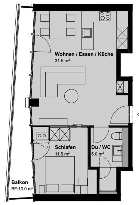Půdorys ubytování Spacious 1 bedroom apartment with balcony