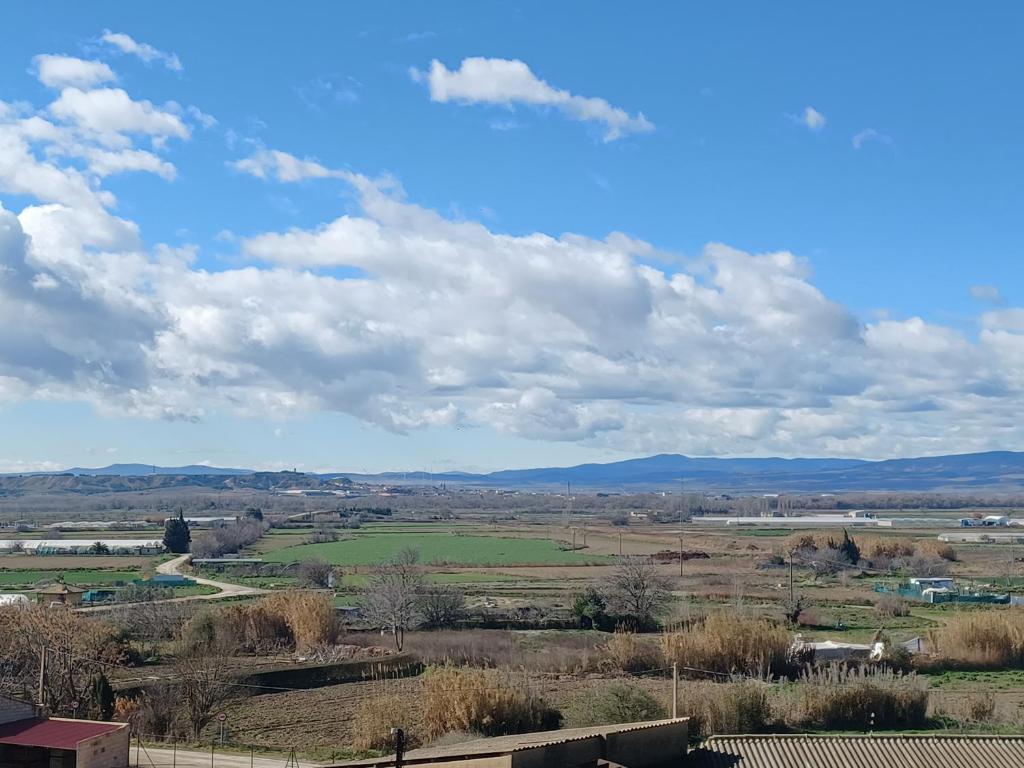uma vista para um campo com montanhas à distância em Aranaz bardenas em Cadreita