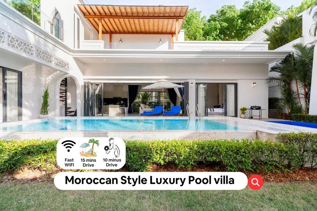 a villa with a swimming pool in morocco style luxury pool villa at Menara - 3 BR Private Pool Villa - Moroccan Inspired - Bangtao Beach in Phuket