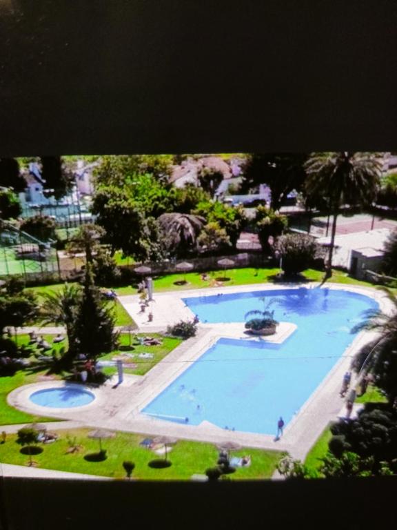 a view of a large swimming pool in a park at SERVILUX 4 in Torremolinos
