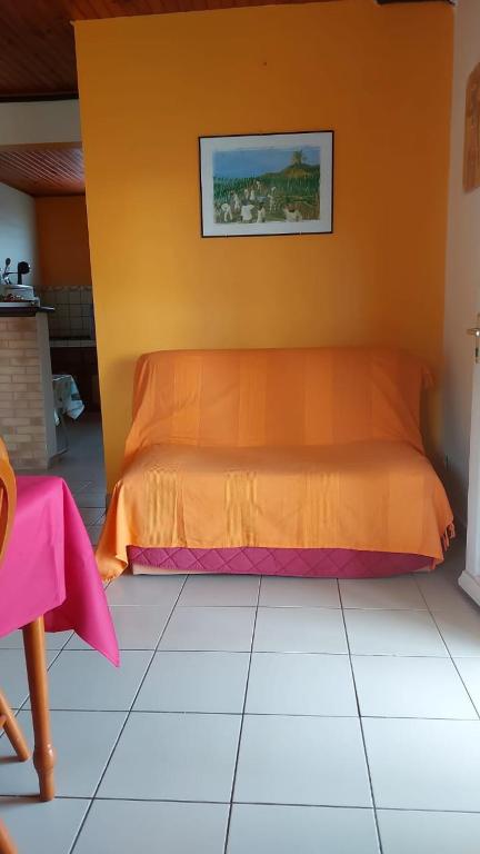 Postel nebo postele na pokoji v ubytování F2 Vue sur mer La villa du manguier