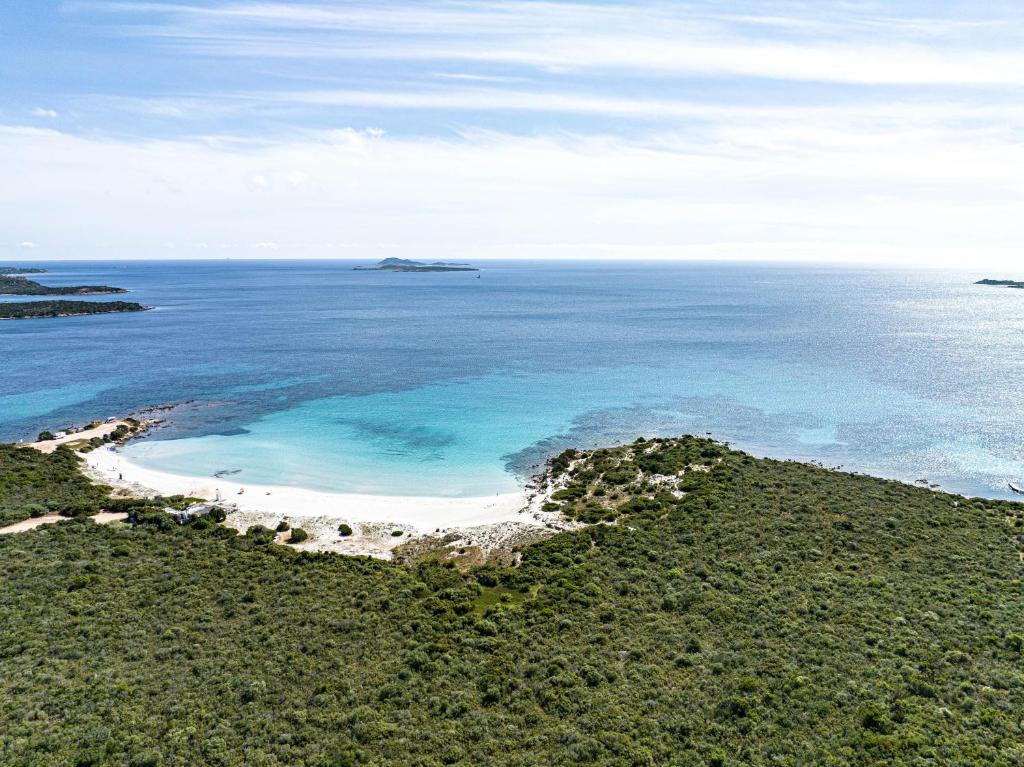 una vista aérea de una playa en el océano en Portisco Living en Marina di Portisco