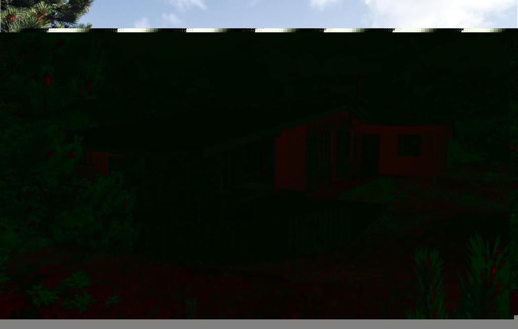 a red house in the dark with trees in the background at Holiday Home Hvide Sande 48 in Bjerregård