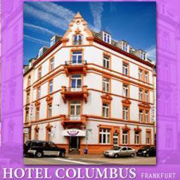 a building with cars parked in front of it at Hotel Columbus in Frankfurt