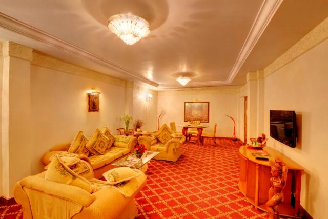 a large living room with couches and a television at HOTEL BABYLON INTERNATIONAL in Raipur