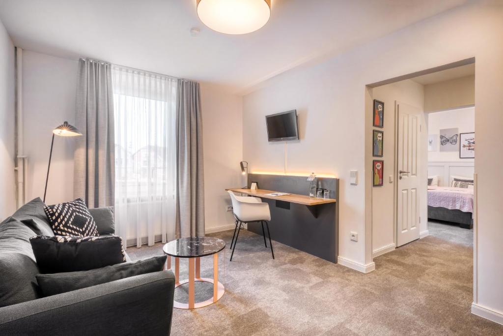 Kuchyň nebo kuchyňský kout v ubytování Hotel Bad Minden