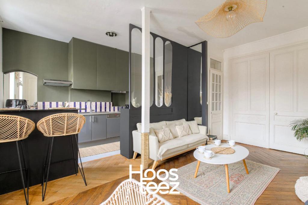 Kuchyň nebo kuchyňský kout v ubytování Charmant et Caractère proche Tête d'Or