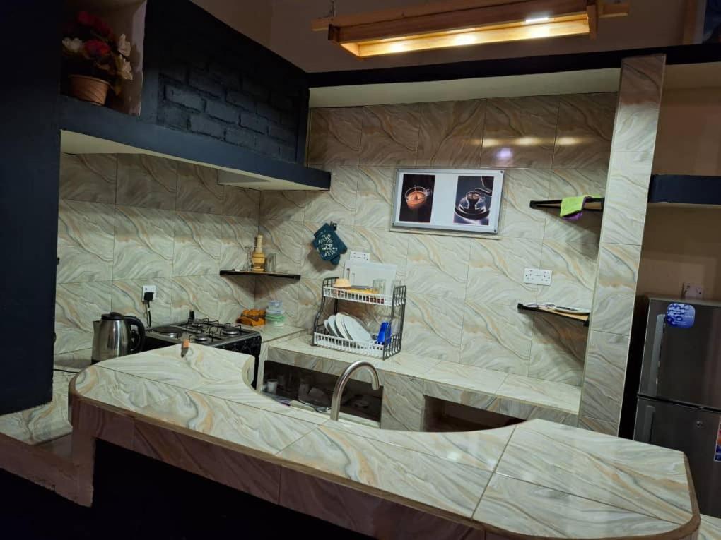 a kitchen with a sink and a counter top at Unique Homestays B in Karatu