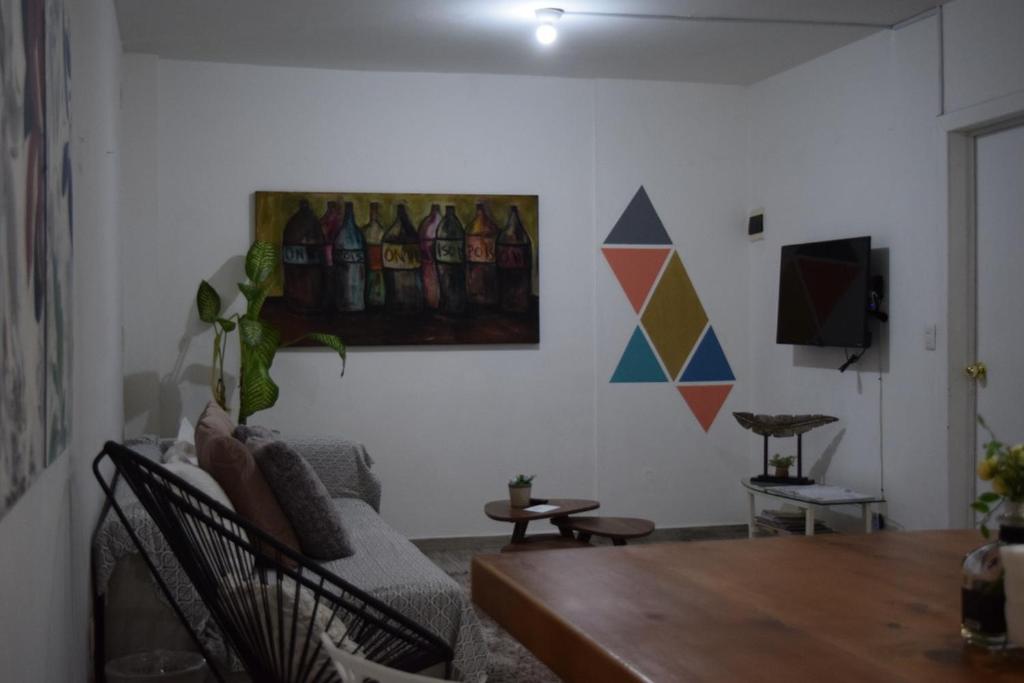 TV a/nebo společenská místnost v ubytování Casa Miranda Morelos